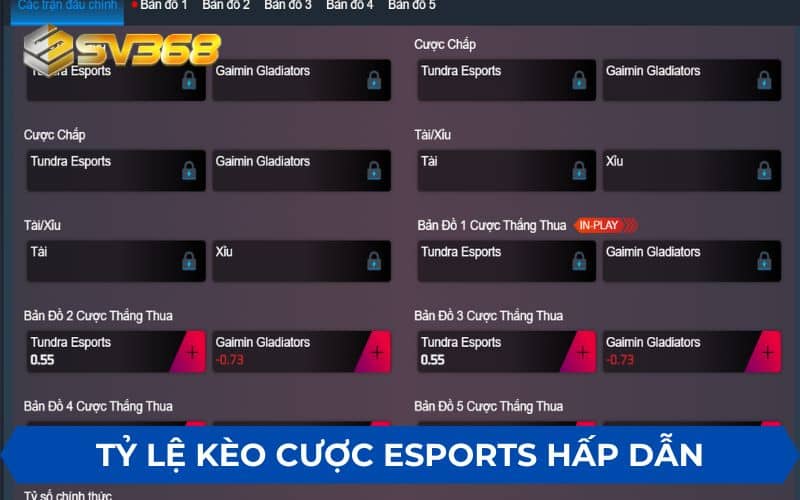 Tỷ lệ kèo cược Esports rất hấp dẫn tại SV368 Tỷ lệ kèo cược Esports rất hấp dẫn tại SV368